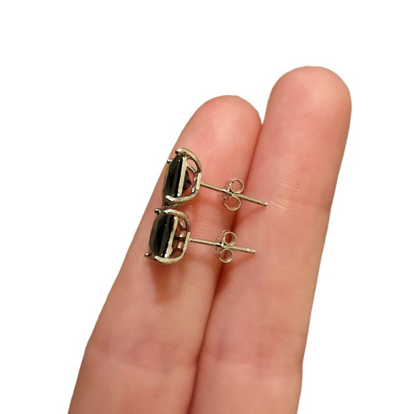 Black Cz Earrings 925 Sterling Silver 6MM Stud Earrings for Women - Picture 6 of 10